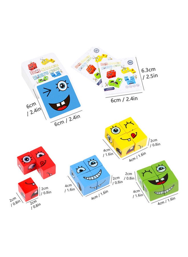 Wooden Face-Changing Cube And Block Building Game