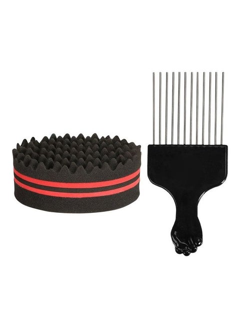 Double-sided Sponge Afro Comb For Hair Styling Black/Red 22x15x5.5cm