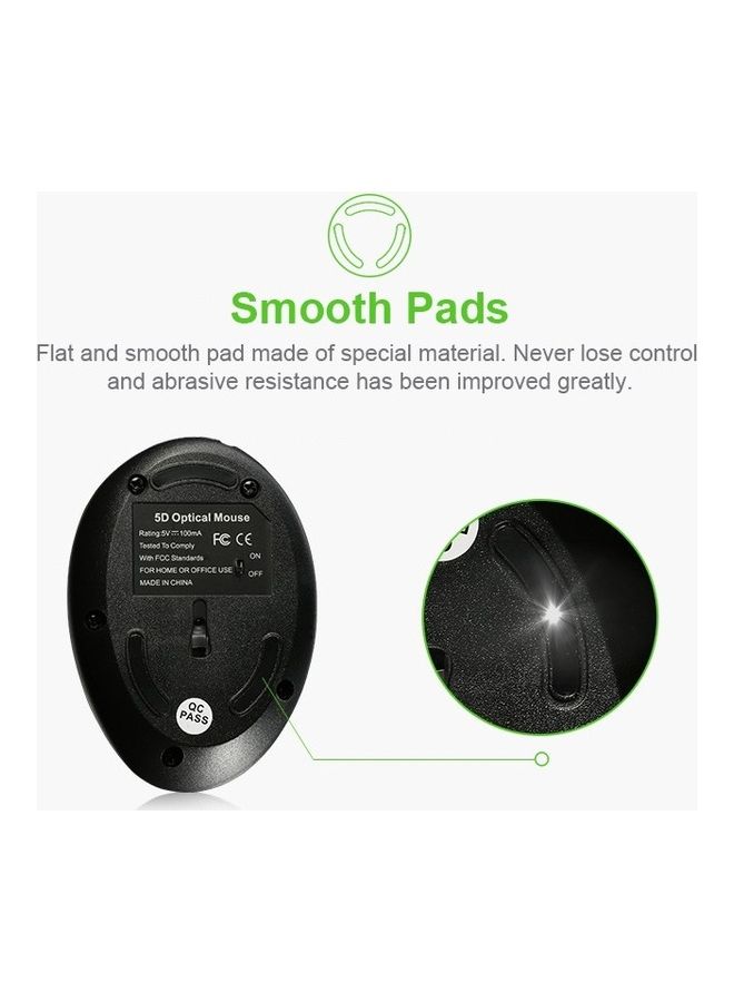 Wired Optical Vertical Mouse Black - Image 2