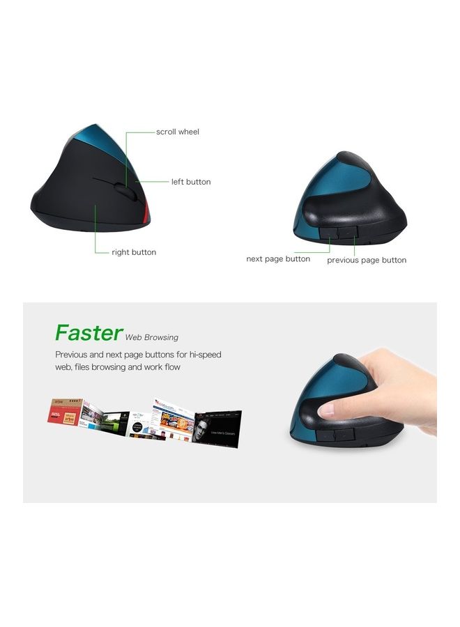 Wired Optical Vertical Mouse Blue/Black - Image 3