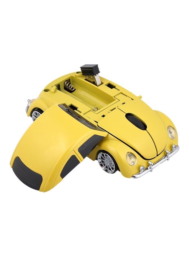 فأرة كمبيوتر لاسلكية 2.4G بمنفذ USB بتصميم على شكل سيارة أصفر - Image 2