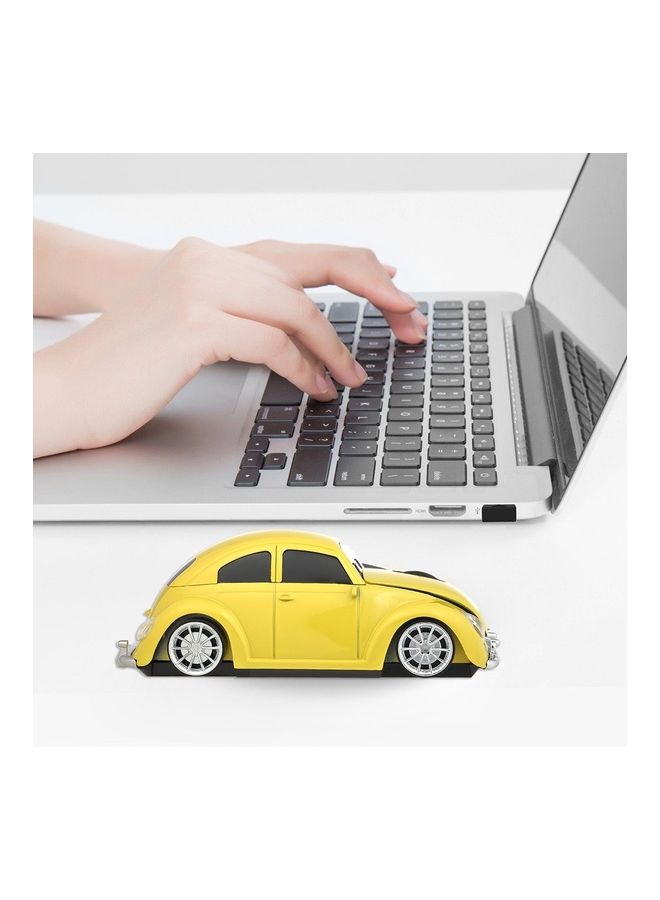 فأرة كمبيوتر لاسلكية 2.4G بمنفذ USB بتصميم على شكل سيارة أصفر - Image 3
