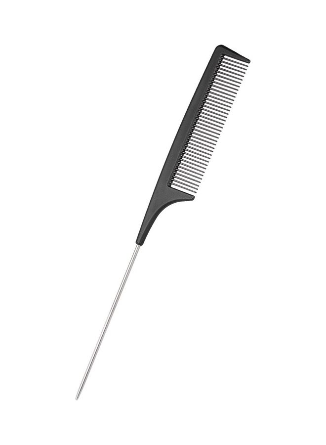 Salon Plastic Hair Cutting Comb Black/Silver 23x3cm - Image 1