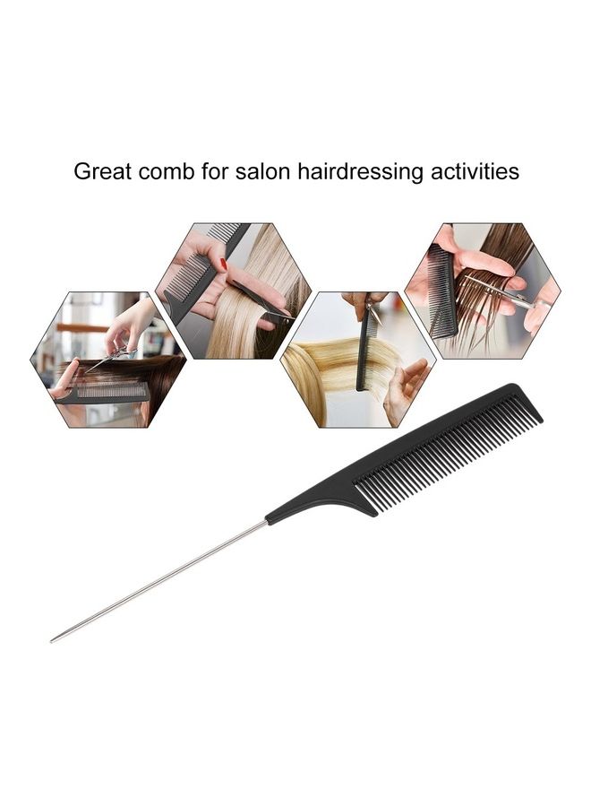 Salon Plastic Hair Cutting Comb Black/Silver 23x3cm - Image 3