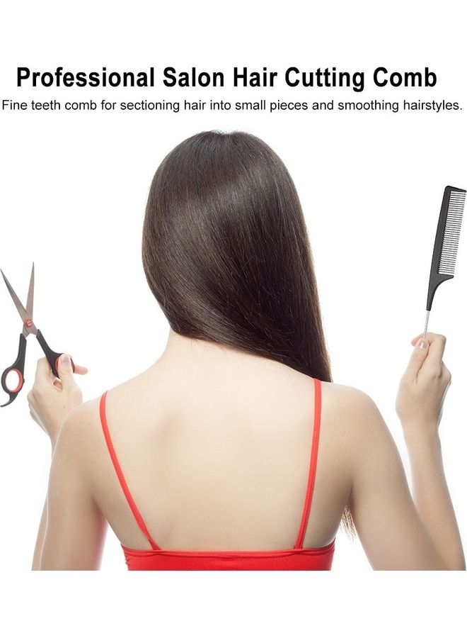 Salon Plastic Hair Cutting Comb Black/Silver 23x3cm - Image 5