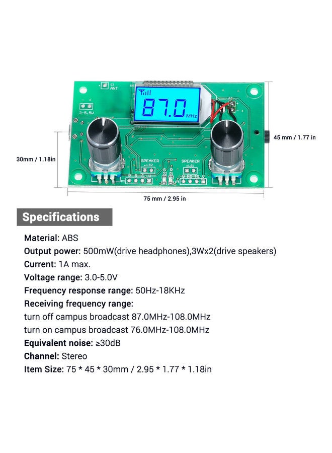 Generic - Digital FM Radio Wireless Receiver Module LL2120702372-A Green - Image 1