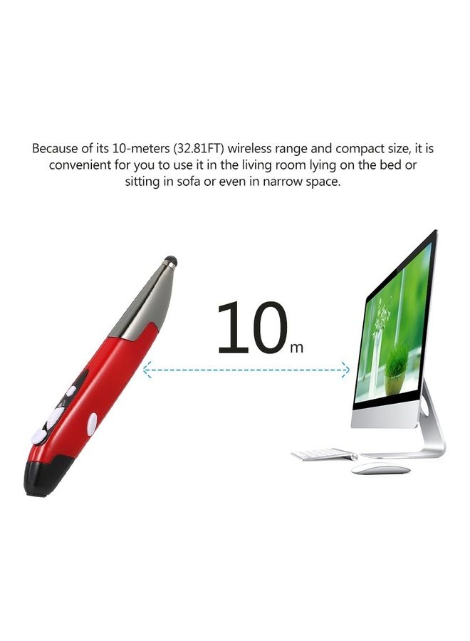 2.4G Wireless 3 Level Adjustable Optical Touch Pen Mouse Red - Image 3