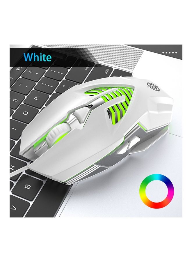 USB Charging Port Design Ergonomic Optical Mouse White - Image 2