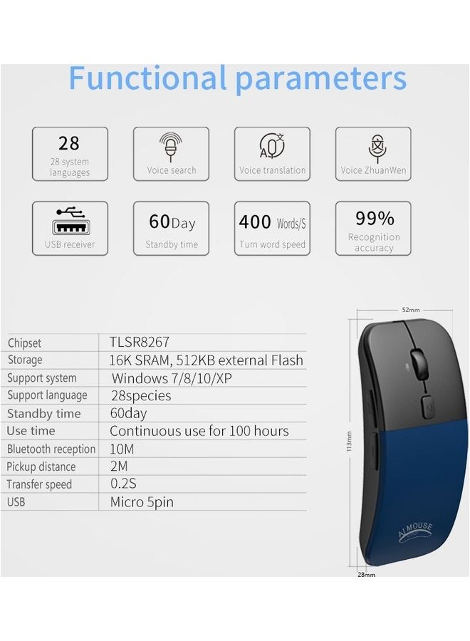 Wireless AI International Voice Mouse Blue/Black - Image 2