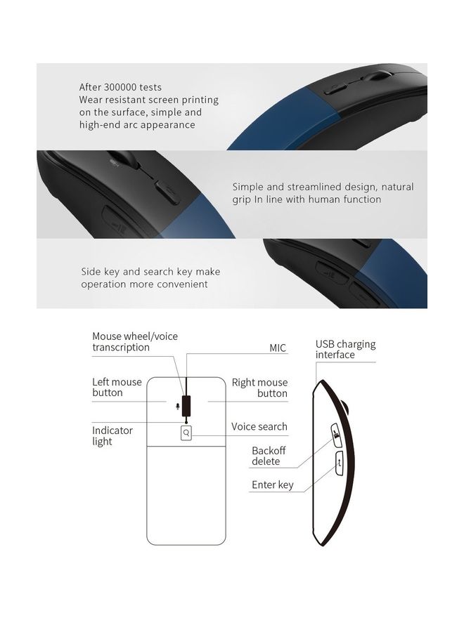 Wireless AI International Voice Mouse Blue/Black - Image 3