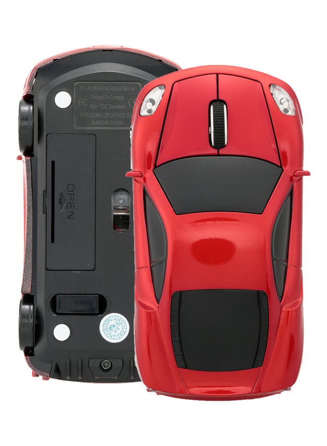 Wireless Racing Car Shaped Optical USB Mouse Red/Black - Image 2