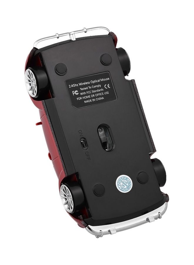فأرة كمبيوتر لاسلكية 2.4G بمنفذ USB بتصميم على شكل سيارة أحمر/أسود] - Image 3
