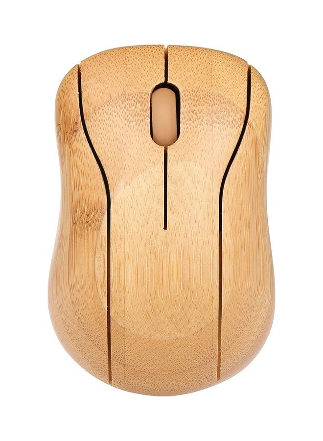 2.4G Wireless Optical Bamboo Mouse Brown - Image 1