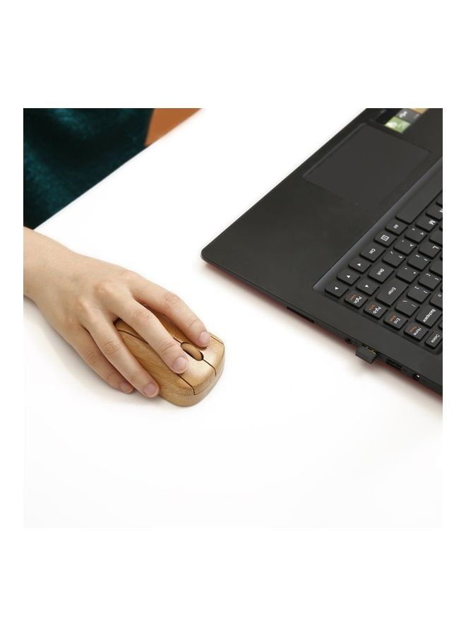 2.4G Wireless Optical Bamboo Mouse Brown - Image 3