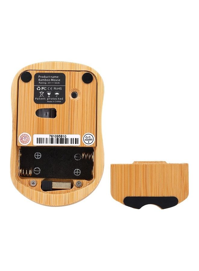 2.4G Wireless Optical Bamboo Mouse Brown - Image 4