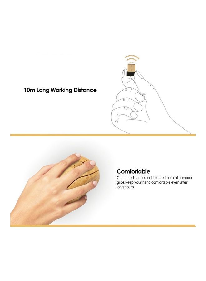 2.4G Wireless Optical Bamboo Mouse Brown - Image 5