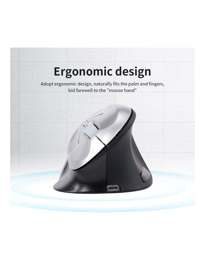 6D Wired Optical Mouse Vertical Mouse Black/Silver - Image 2