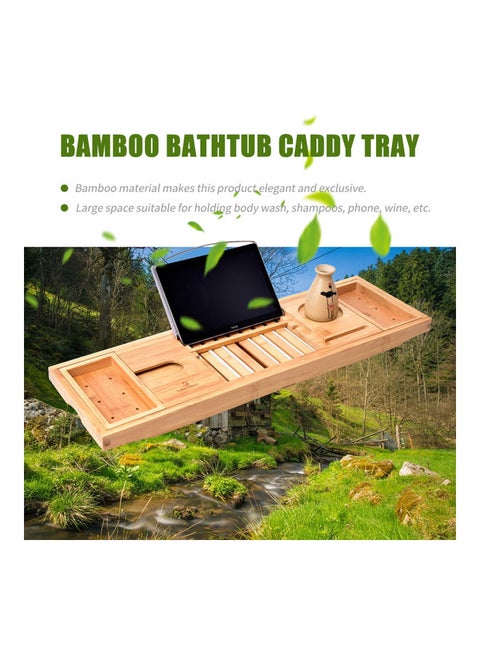 Bamboo Bathtub Caddy Tray Brown 71.5x23.0x4.5cm