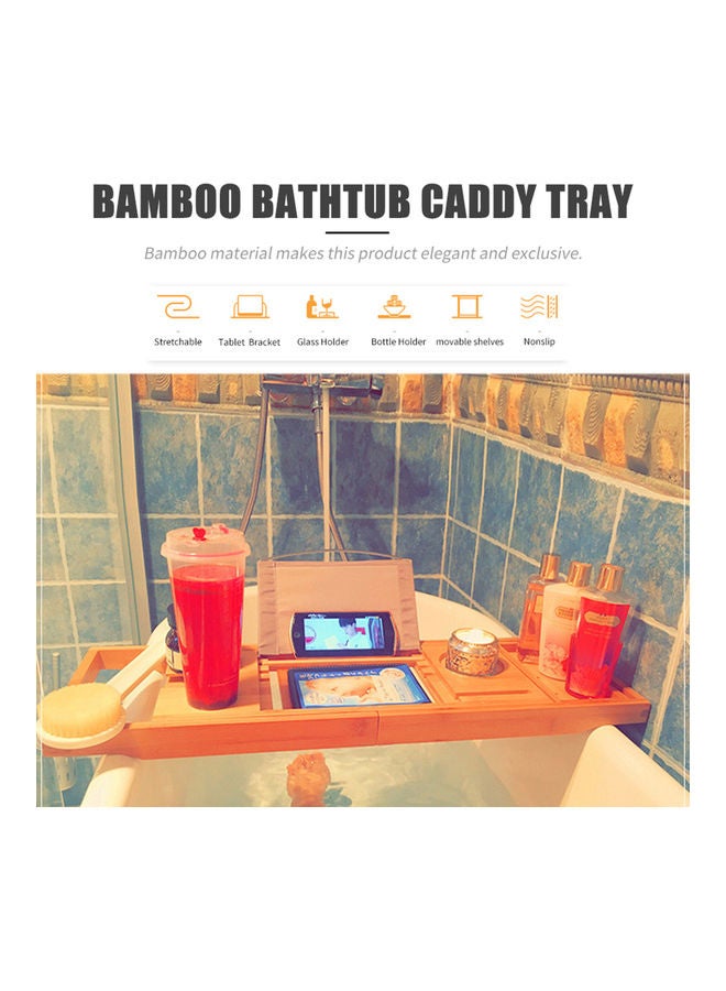 Bamboo Bathtub Caddy Tray Brown 71.5x23.0x4.5cm