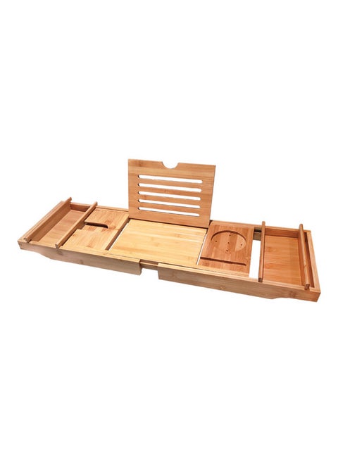 Adjustable Bamboo Caddy Tray Brown 75.0x23.0x4.5cm