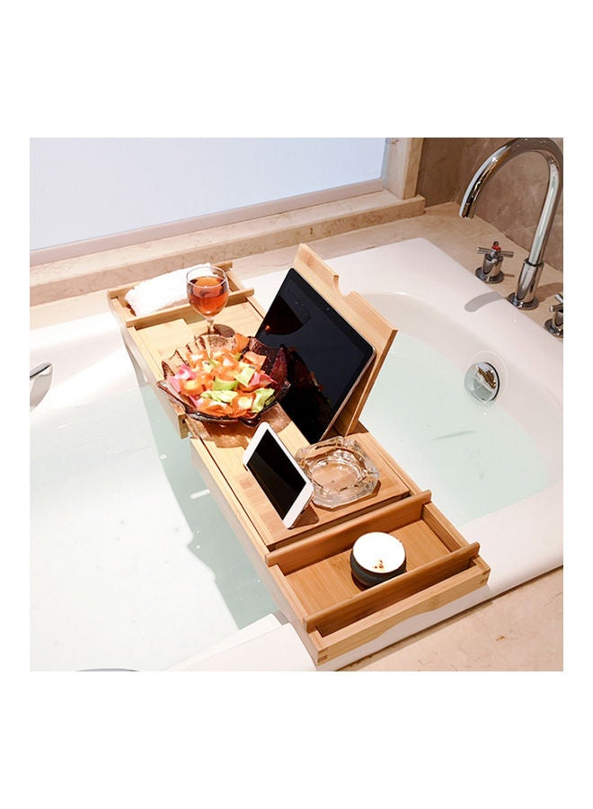 Adjustable Bamboo Caddy Tray Brown 75.0x23.0x4.5cm