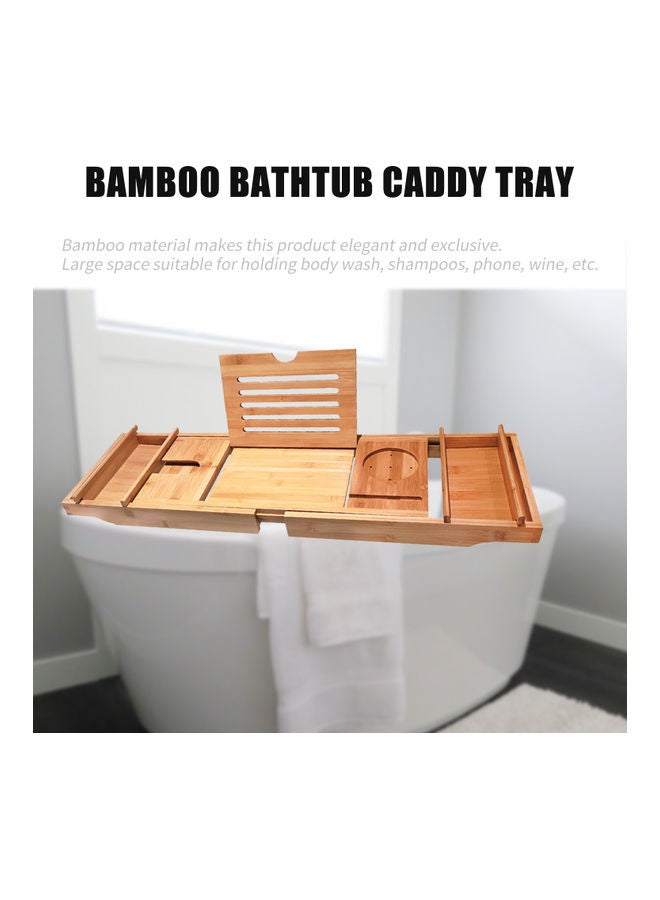 Adjustable Bamboo Caddy Tray Brown 75.0x23.0x4.5cm