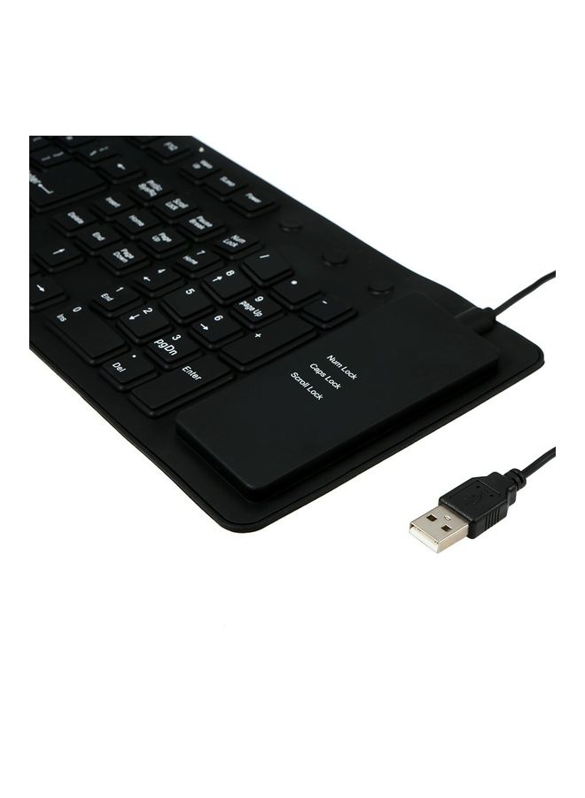 108 Key USB Silicone Flexible Keyboard Black
