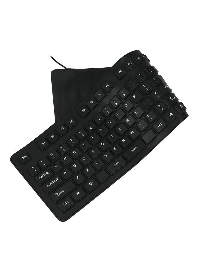 108 Key USB Silicone Flexible Keyboard Black
