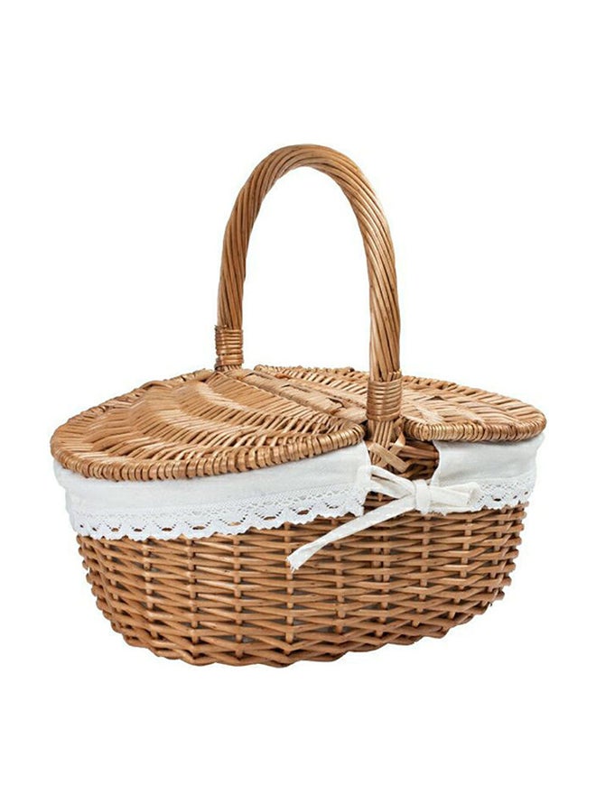 Generic Sundries Snack Bread Portable Picnic Storage Basket Brown/White 26x20x14cm  - Image 1