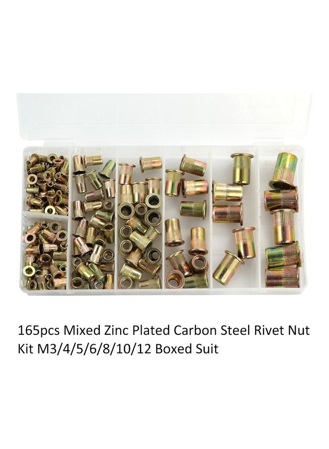 Generic 165-Piece Mixed Zinc Plated Carbon Steel Rivet Nut Kit Multicolour  - Image 3
