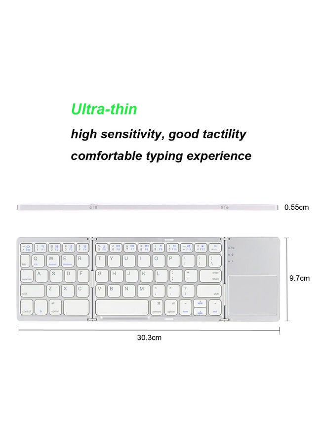 Portable Mini Ultra Slim Thin Foldable Bluetooth Keyboard Silver - Image 2