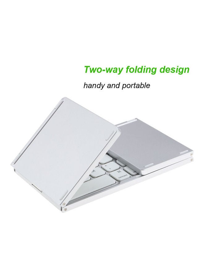 Portable Mini Ultra Slim Thin Foldable Bluetooth Keyboard Silver - Image 3