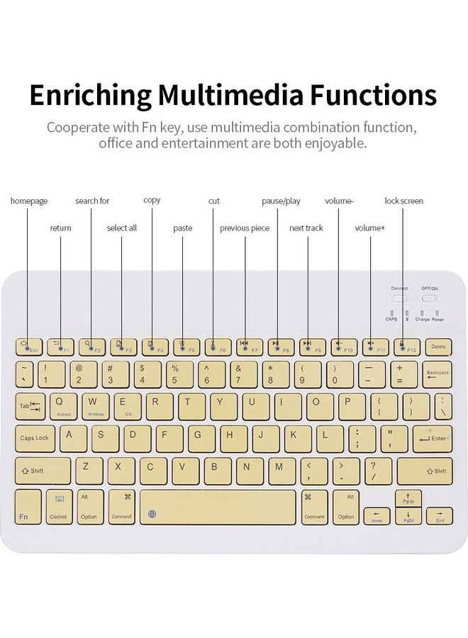 Wireless Bluetooth Keyboard Yellow/White - Image 3