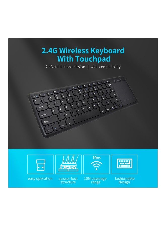Wireless Keyboard With Multifunctional Touchpad Black - Image 2