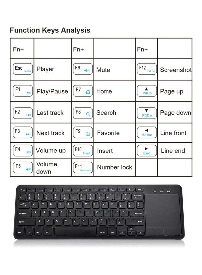 Wireless Keyboard With Multifunctional Touchpad Black - Image 5
