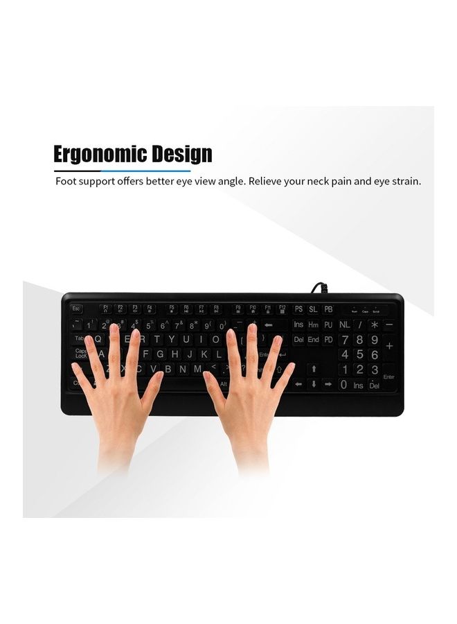 Wired Large Print Keyboard Black - Image 2