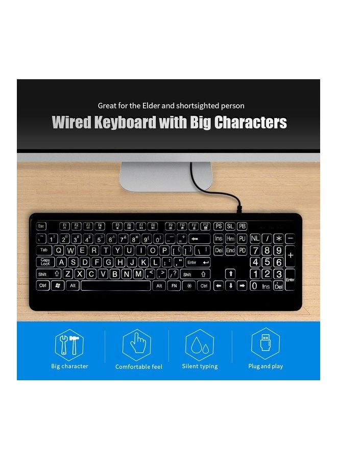 Wired Large Print Keyboard Black - Image 3