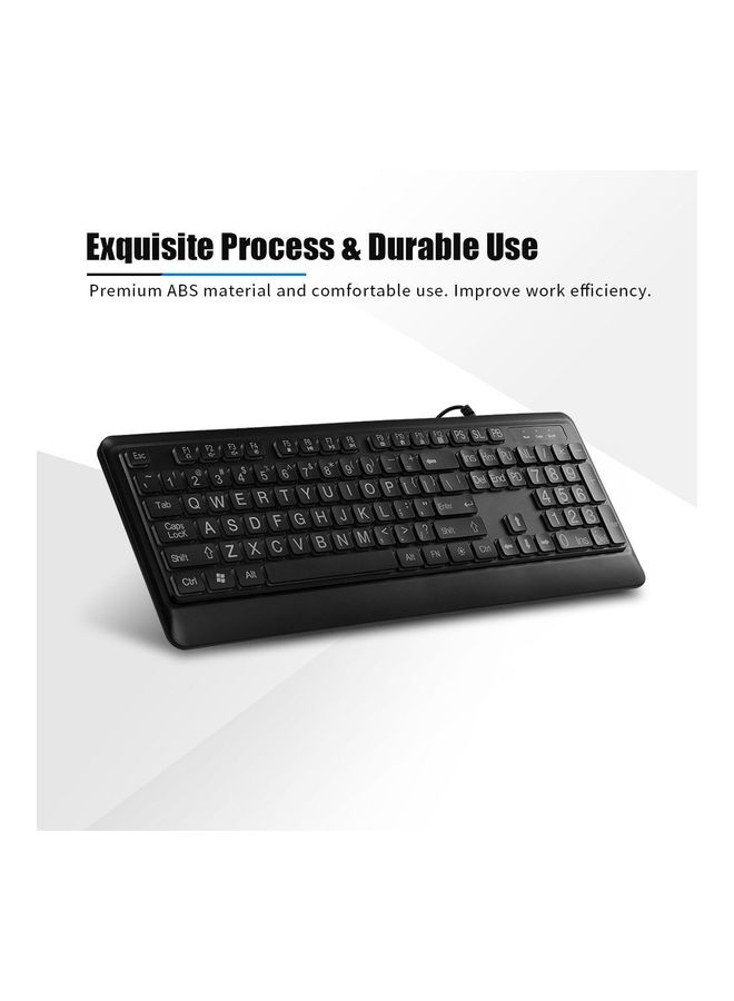 Wired Large Print Keyboard Black - Image 5