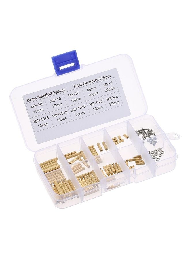 Spacing M3/M2 Screw Cylindrical Brass Threaded Pillar PCB Hex Standoff Spacer Male to Female DIY Set Stainless Steel Nut Assortment Mounting Hardware Kit Golden/Silver  - Image 1