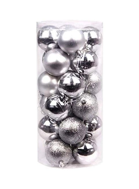 24-Piece Christmas Tree Decorative Balls Silver 4cm