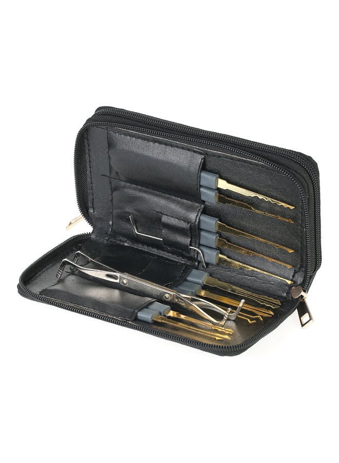Generic - 24-Pieces Professional Unlocking Lock Picking Tools Set Practice Lockset Kit with Leather Case Golden/Silver - Image 1