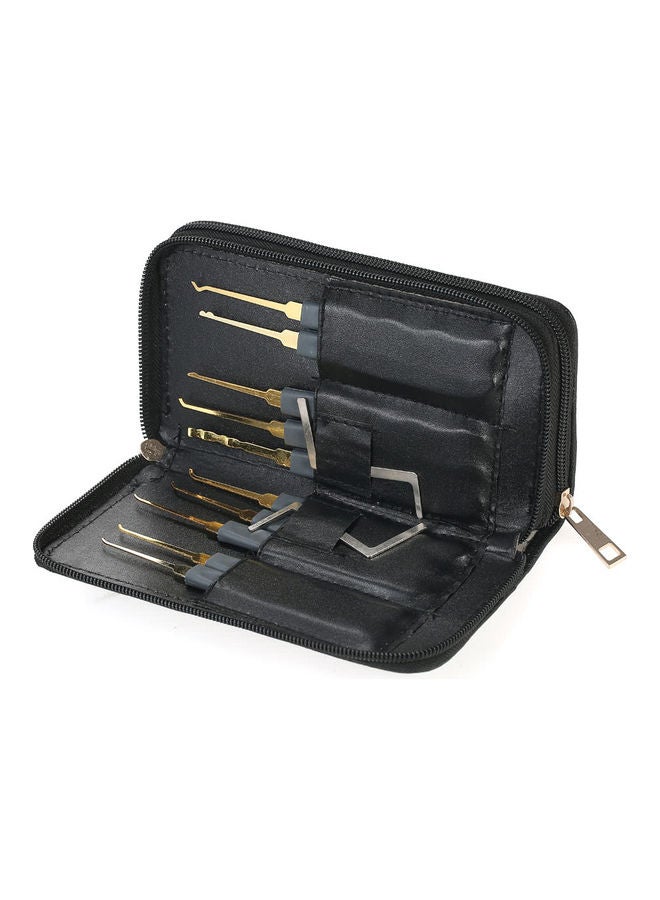 Generic - 24-Pieces Professional Unlocking Lock Picking Tools Set Practice Lockset Kit with Leather Case Golden/Silver - Image 1
