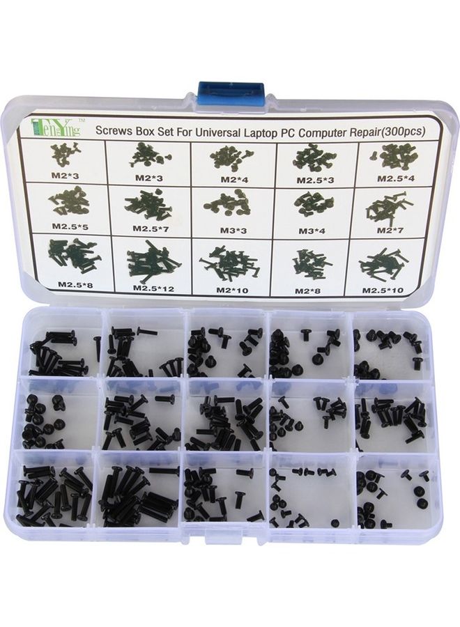 Generic - 300-Pieces  Screws Box for Universal Laptop  Computer Repair Kit Black - Image 1