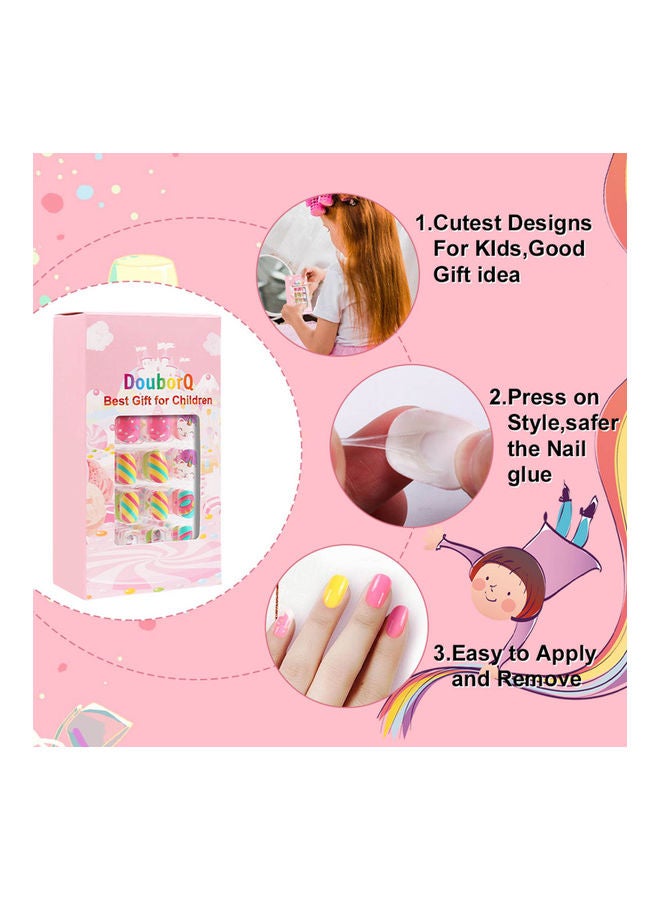 84-Piece Cute Design False Nail Tip Multicolour