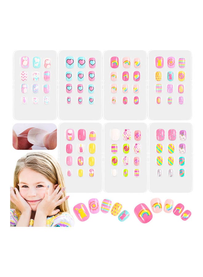 84-Piece Cute Design False Nail Tip Multicolour