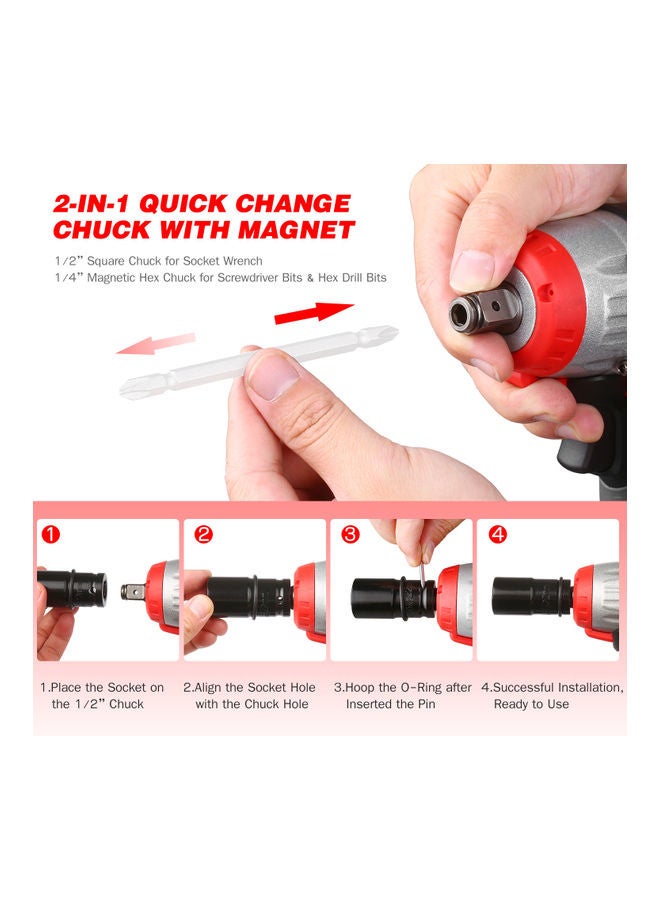 طقم مفتاح ربط صدمي لاسلكي لون أسود - Image 5