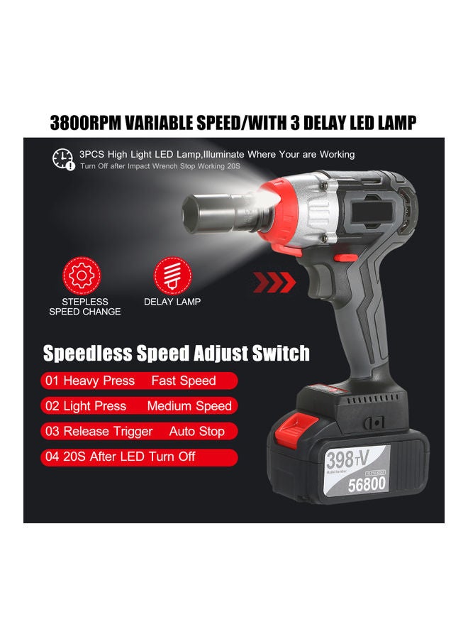 Cordless Impact Wrench With Belt And Carrying Case Set Black  - Image 5