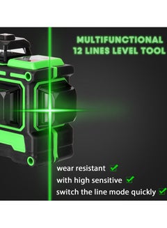 KKmoon 12-Lines Multifunctional 3D Laser Level Tool Kit Green/Black  - Image 3