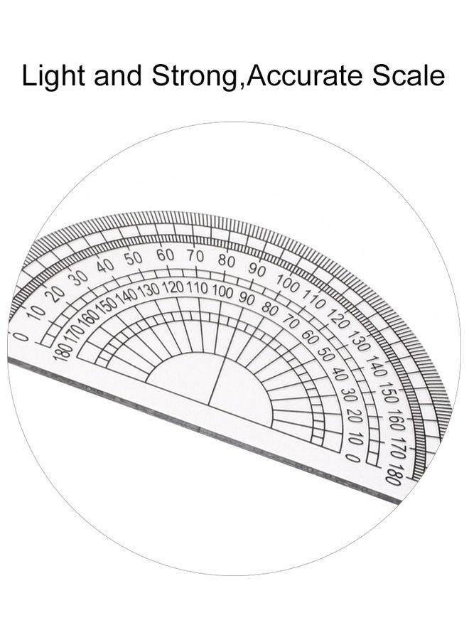طقم مسطرة أدوات هندسية من البلاستيك للرياضيات مكون من 4 قطع شفاف - Image 3