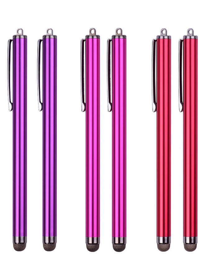 6-Piece Universal 2 In 1 Touchscreen Stylus Pens Multicolour - Image 2